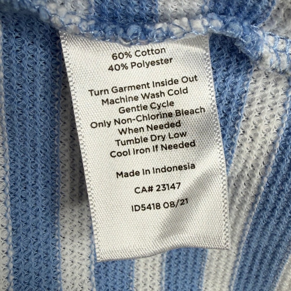 T by Talbots Striped Split Neck Knit 3/4 Sleeve Top size XL Blue/White - Picture 3 of 6